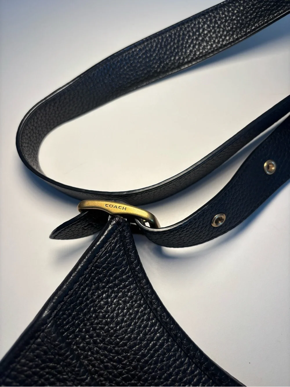 Coach Emery Black Grained Pebbled Leather Crossbody Shoulder Bag Purse